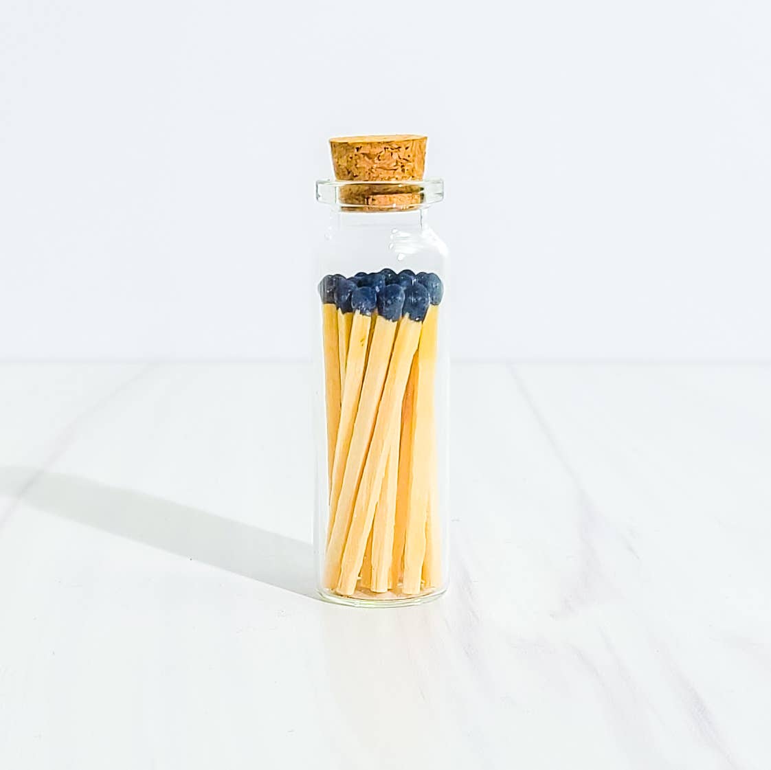 Dark Navy Blue Matches in Small Corked Vial