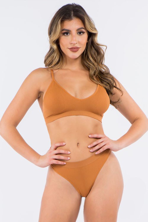 Ribbed Seamless Bra Set - A Little More Boutique