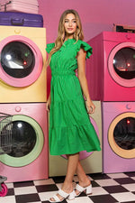 Lily Stripe Ruffle Sleeve Midi Dress Pre Order - A Little More Boutique