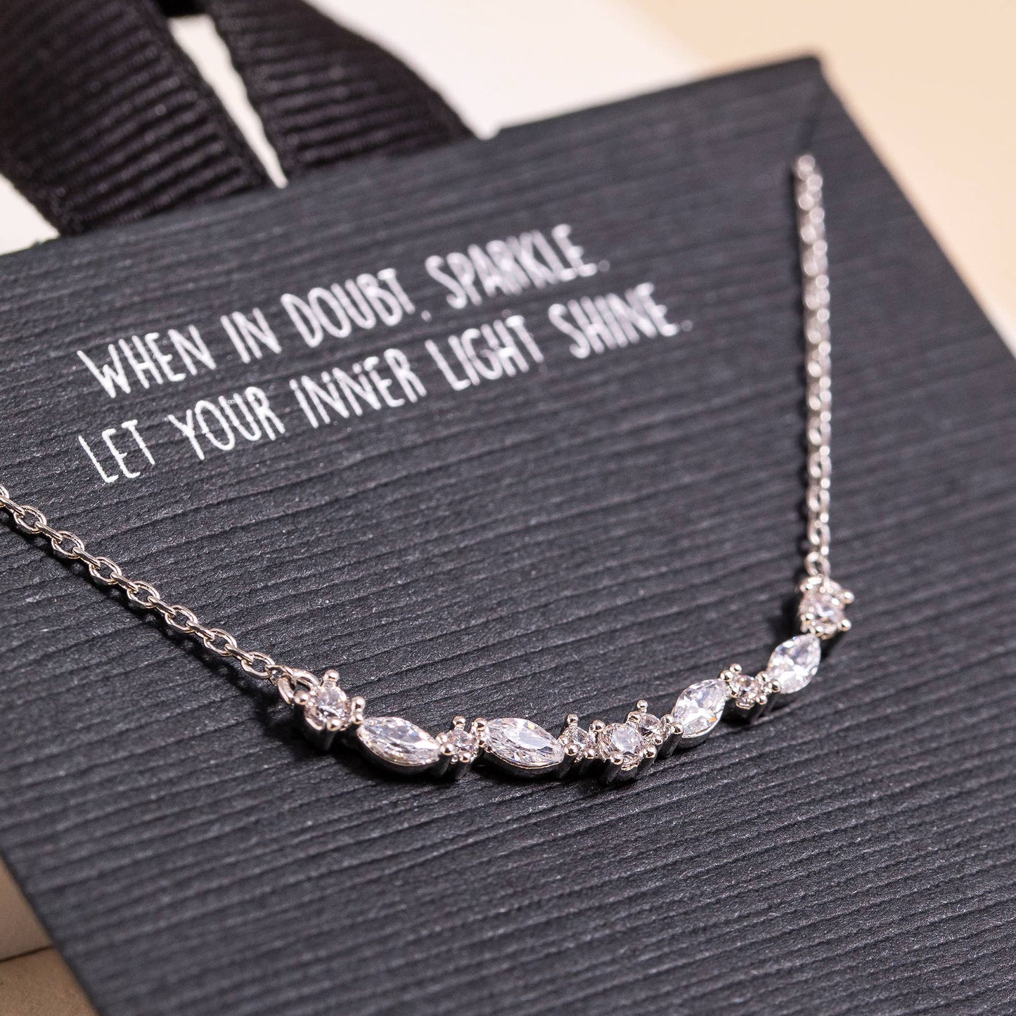 “When in doubt” Curved Bar Necklace - A Little More Boutique