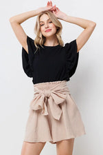 Kelly High Waist Shorts With Self-tie - A Little More Boutique