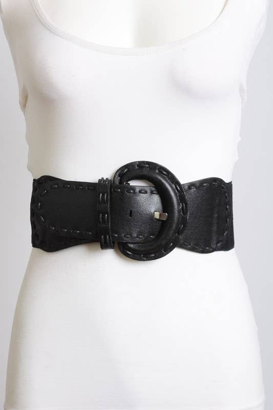 Distressed Look Wide Stitch Belt - A Little More Boutique