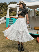 Embroidered Elastic Waist Skirt